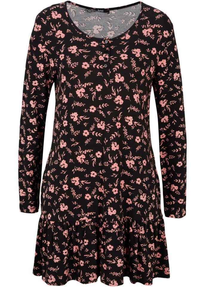 Bedruckte Shirt-Tunika mit LENZING™ ECOVERO™, langarm