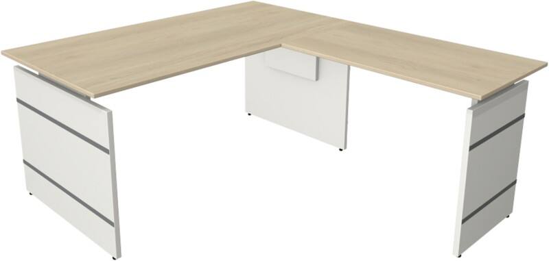 Kerkmann Form 4 Höhenverstellbar Schreibtisch L-förmig Ahorn Weiß 1.600 x 1.800 x 760 mm
