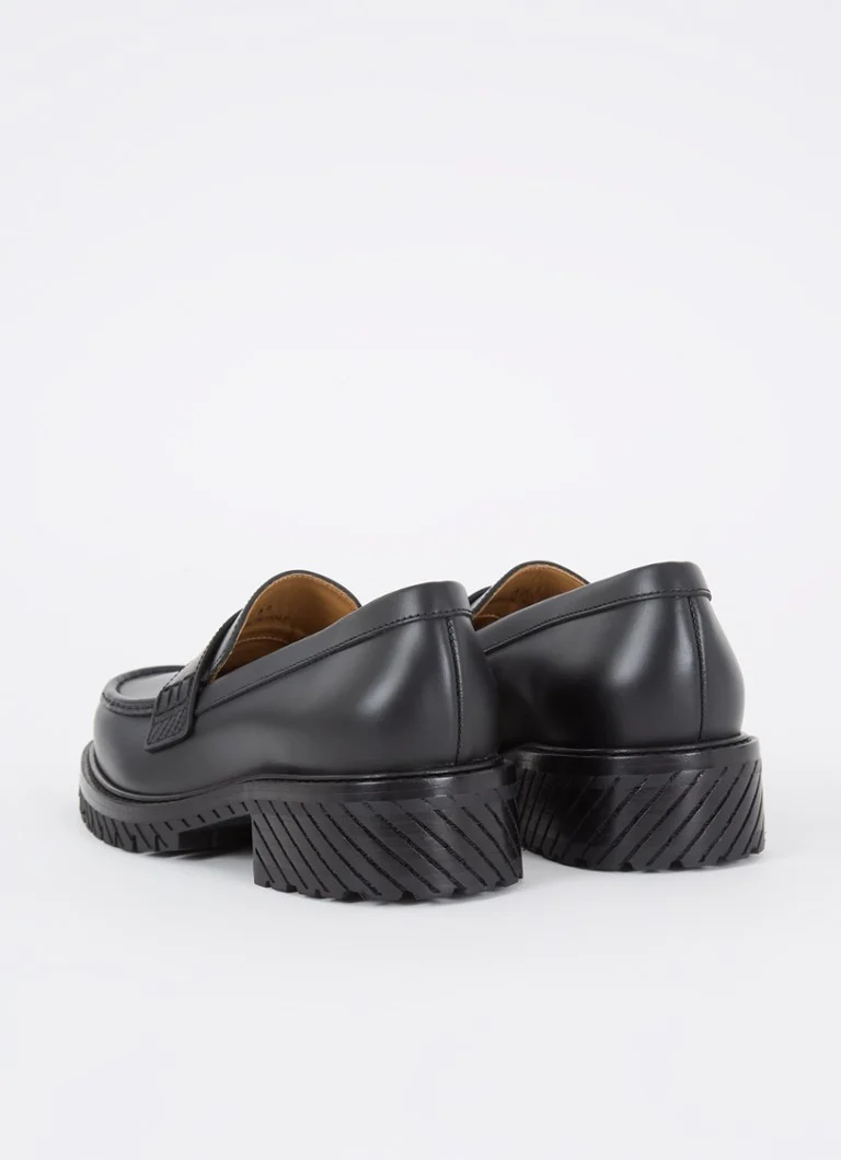 Off-White leather combat loafer with logo