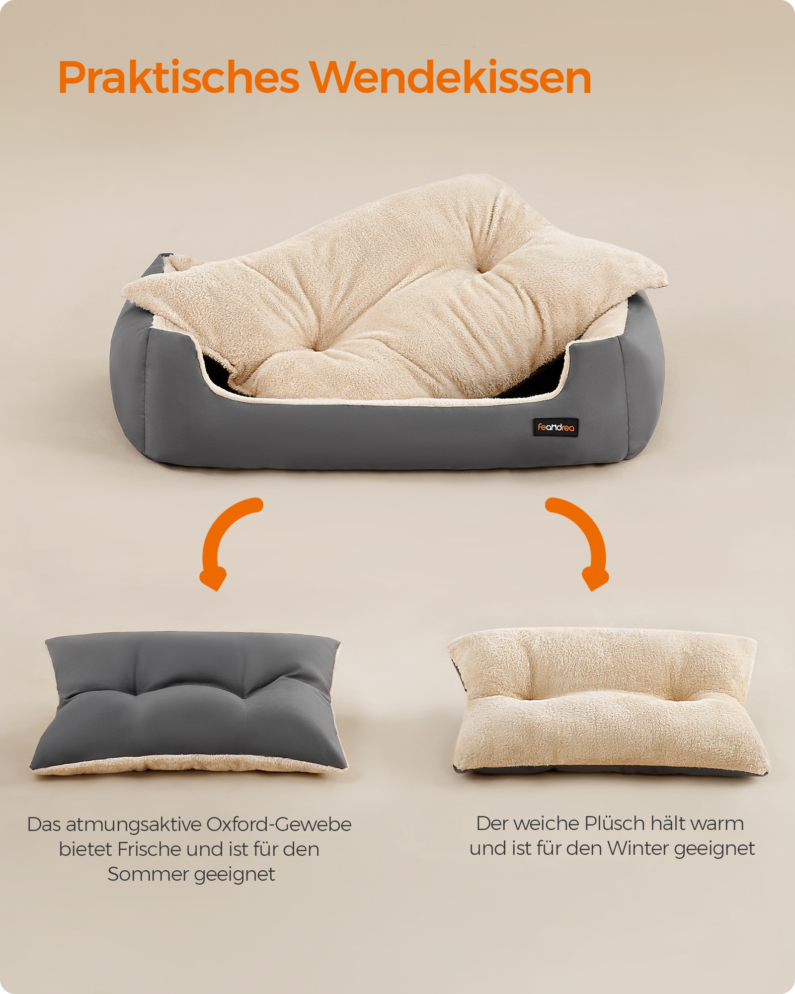 FEANDREA Hundebetten FEANDREA L-XL Hundebett, mit Wendekissen XL