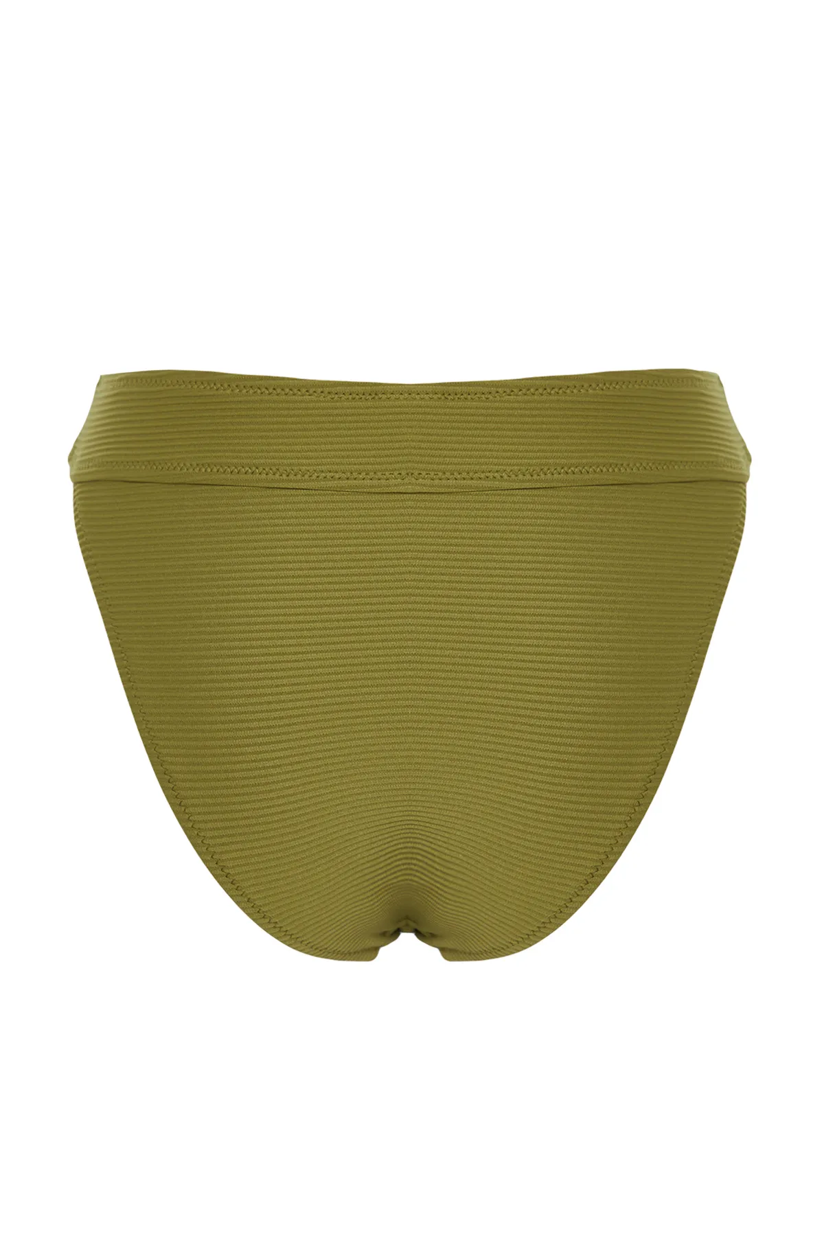 Trendyol Collection  Grüne strukturierte Bikinihose mit hohem Beinausschnitt und regulärem Schnitt TBESS21BA0016