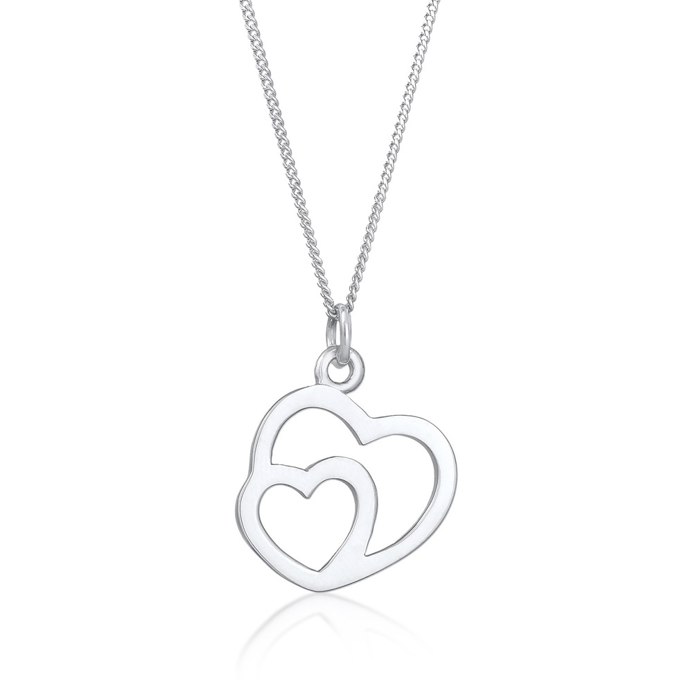 Elli Elli Collier Pendentif Femme Cœur Simple Connecté en Argent massif 925 Bijoux