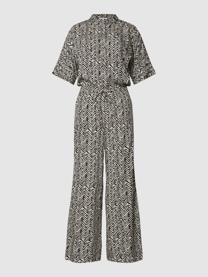 Jumpsuit mit Zickzack-Muster in schwarz