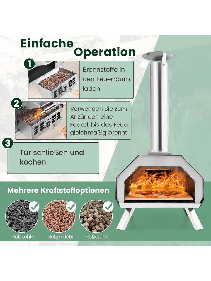 COSTWAY Outdoor Pizzaofen in Schwarz günstig kaufen onesize