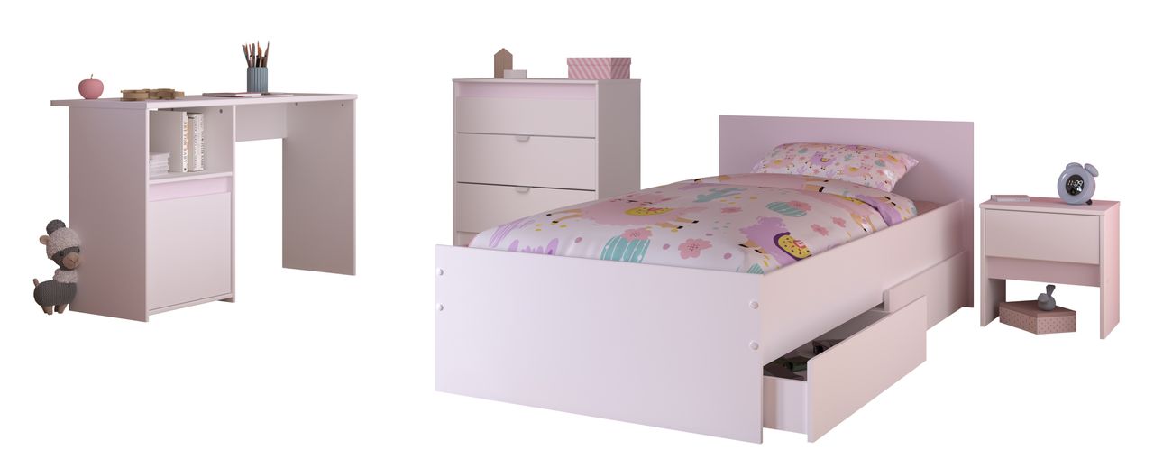 Parisot Kinderzimmer, 5-tlg., Pirouette 25 - Farbige Einsätze drehbar - Rosa oder Grau