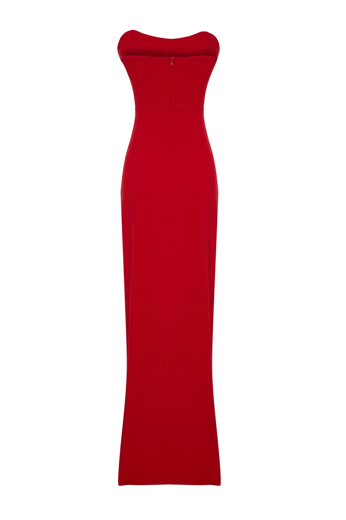 Trendyol Collection  Rotes, langes Abendkleid mit gewebtem Korsettdetail TPRSS24AE00151