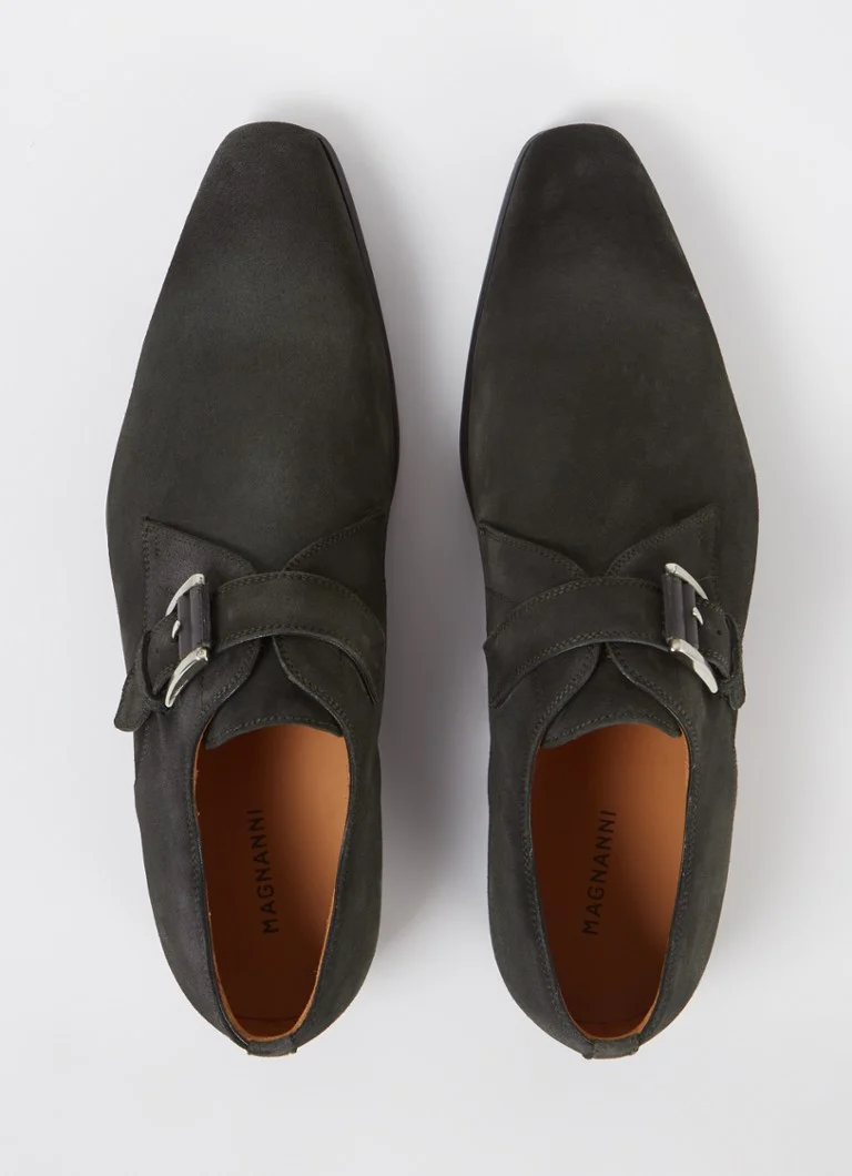 Pantofi Magnanni din piele întoarsă cu cataramă