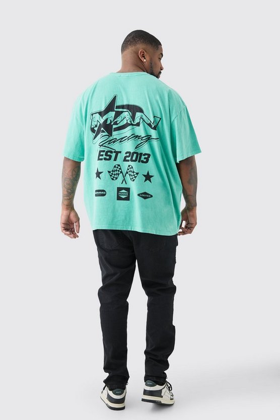 Plus Man Racer T-Shirt in Grün