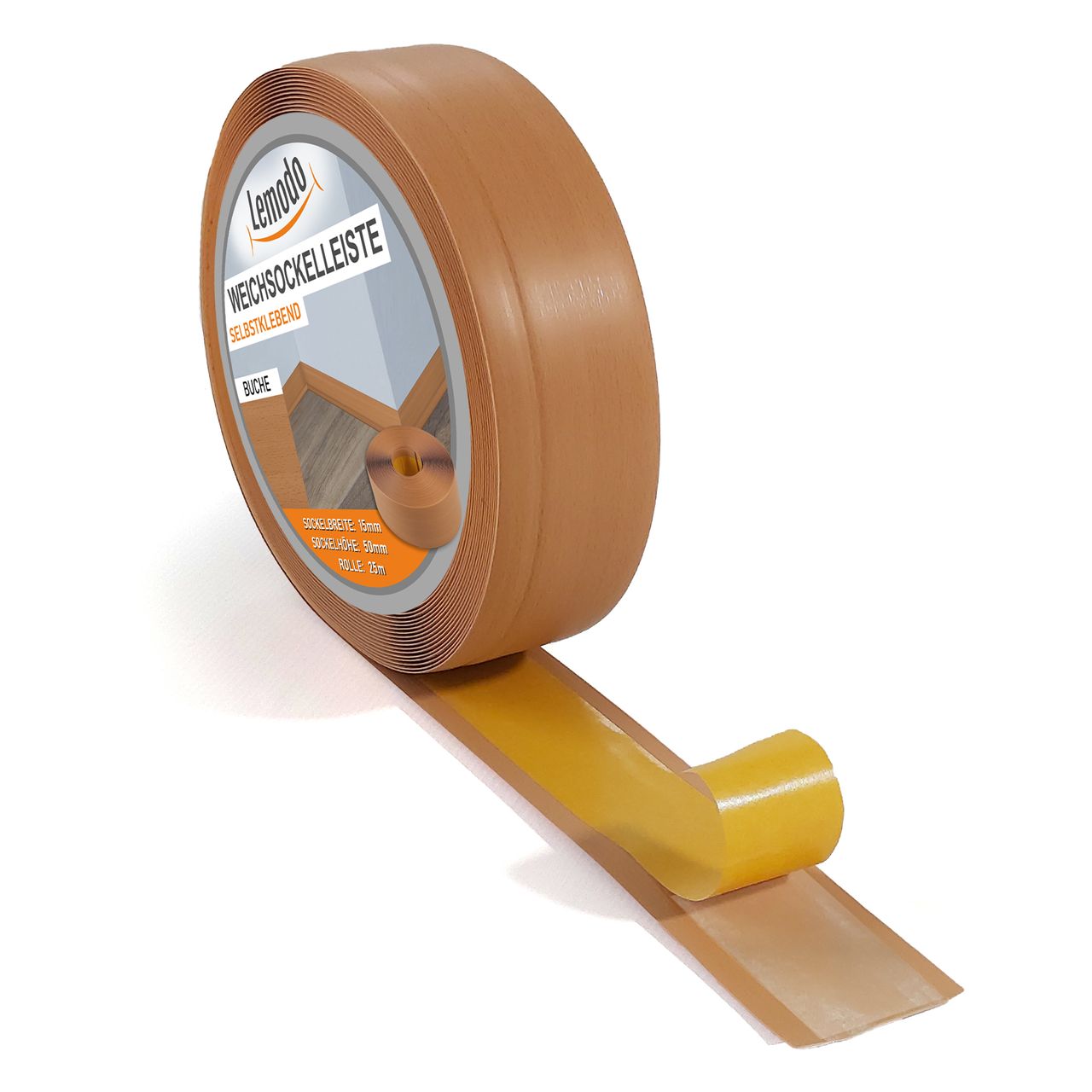 Lemodo Weichsockelleiste buche, 10m Rolle