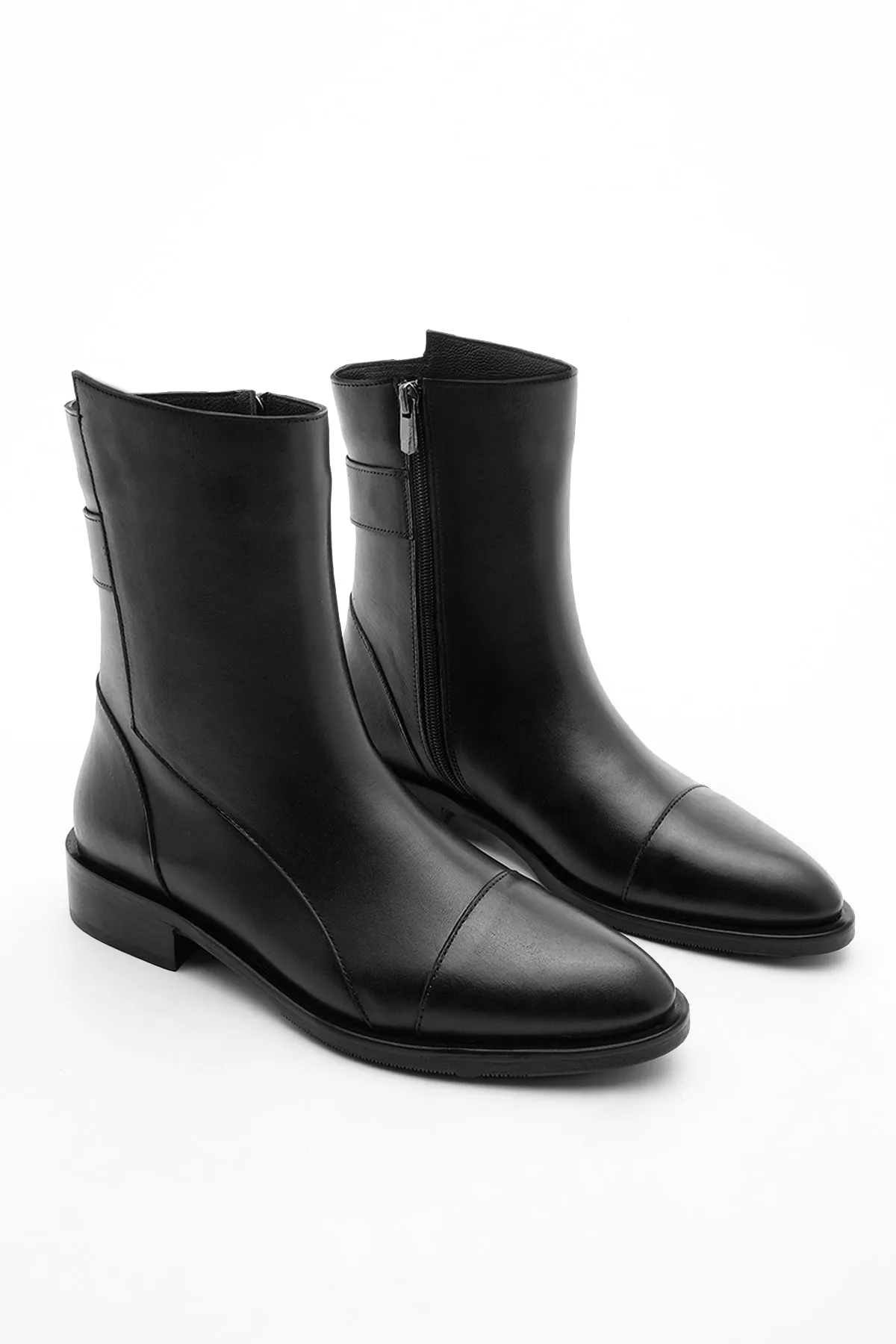 Marjin  Damenstiefel aus echtem Leder mit Reißverschluss Tekas schwarz