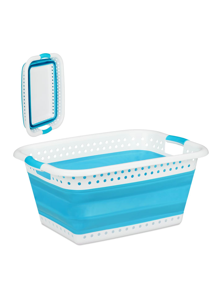 relaxdays Wäschekorb in Petrol - (B)61 x (H)27 x (T)45,5 cm günstig kaufen onesize