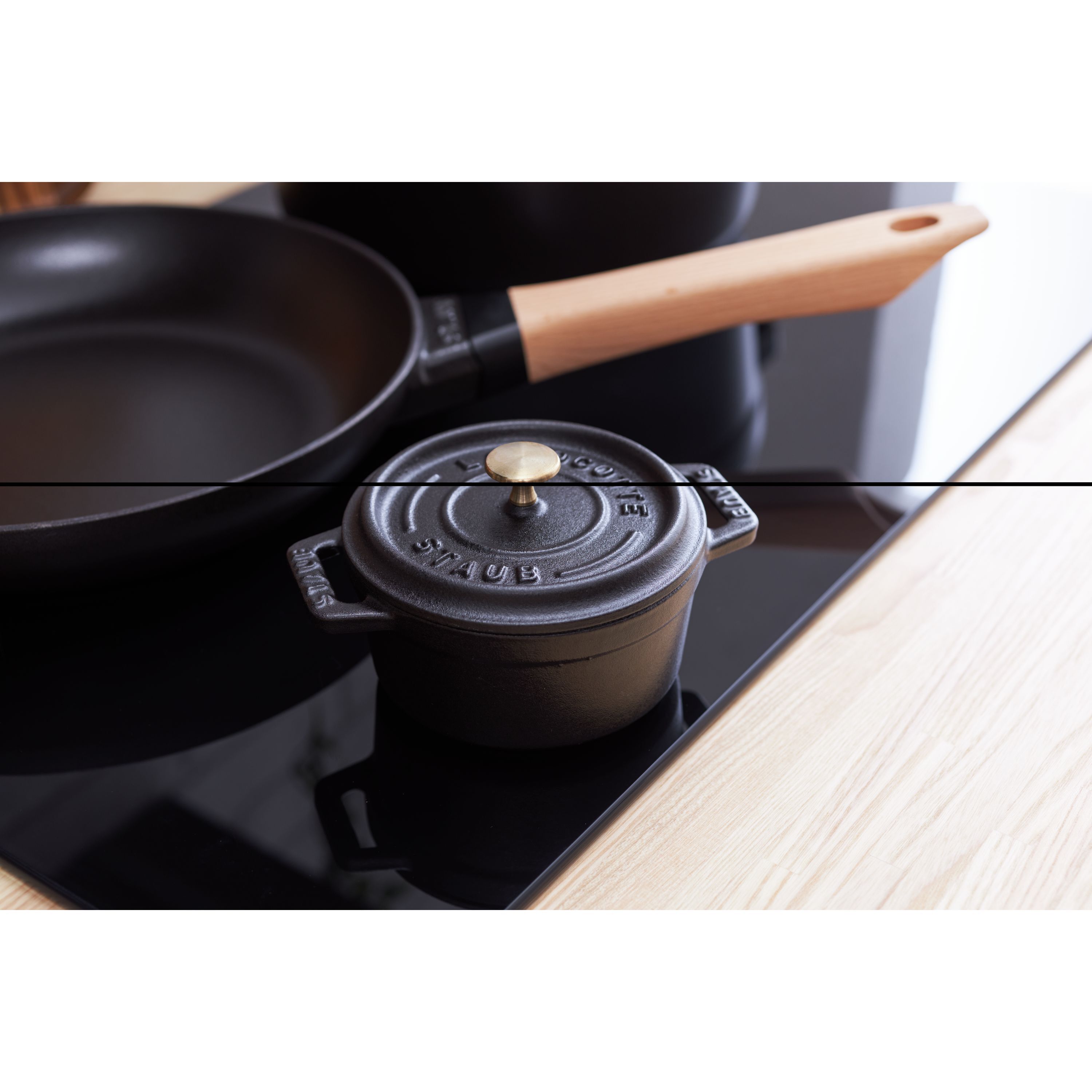 Mini Cocotte 10 cm, rund, Schwarz, Gusseisen