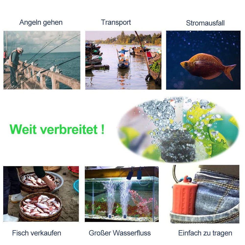 JedBesetzt Teichpumpe Aquarium Luftpumpen Tragbare Sauerstoff Stumm Energiespar Zubehör