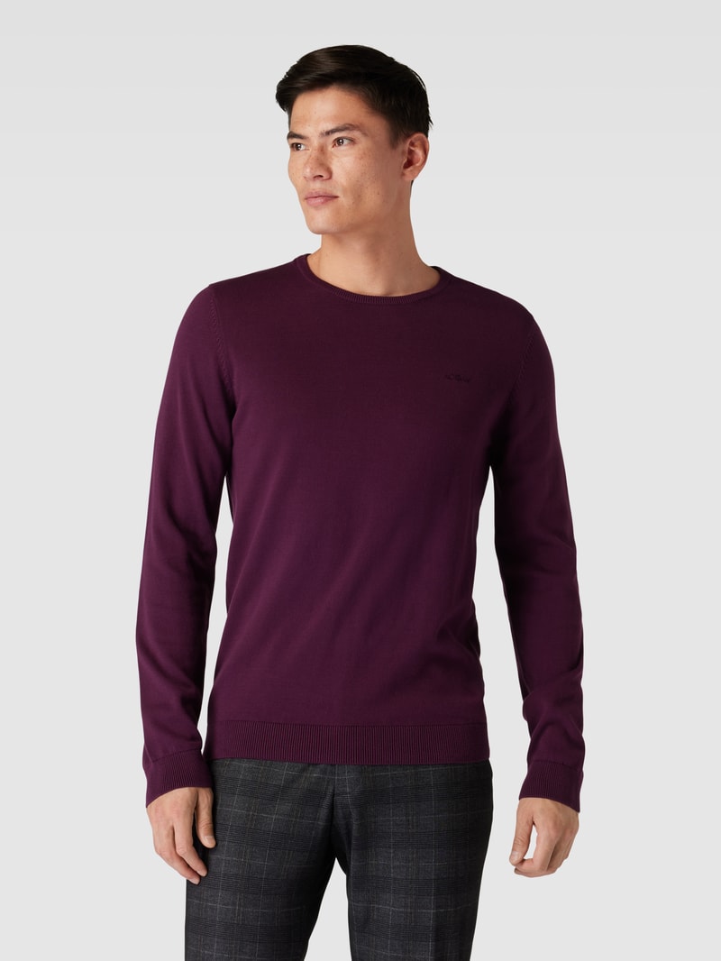 Strickpullover mit Label-Stitching Modell 'BASIC' in lila