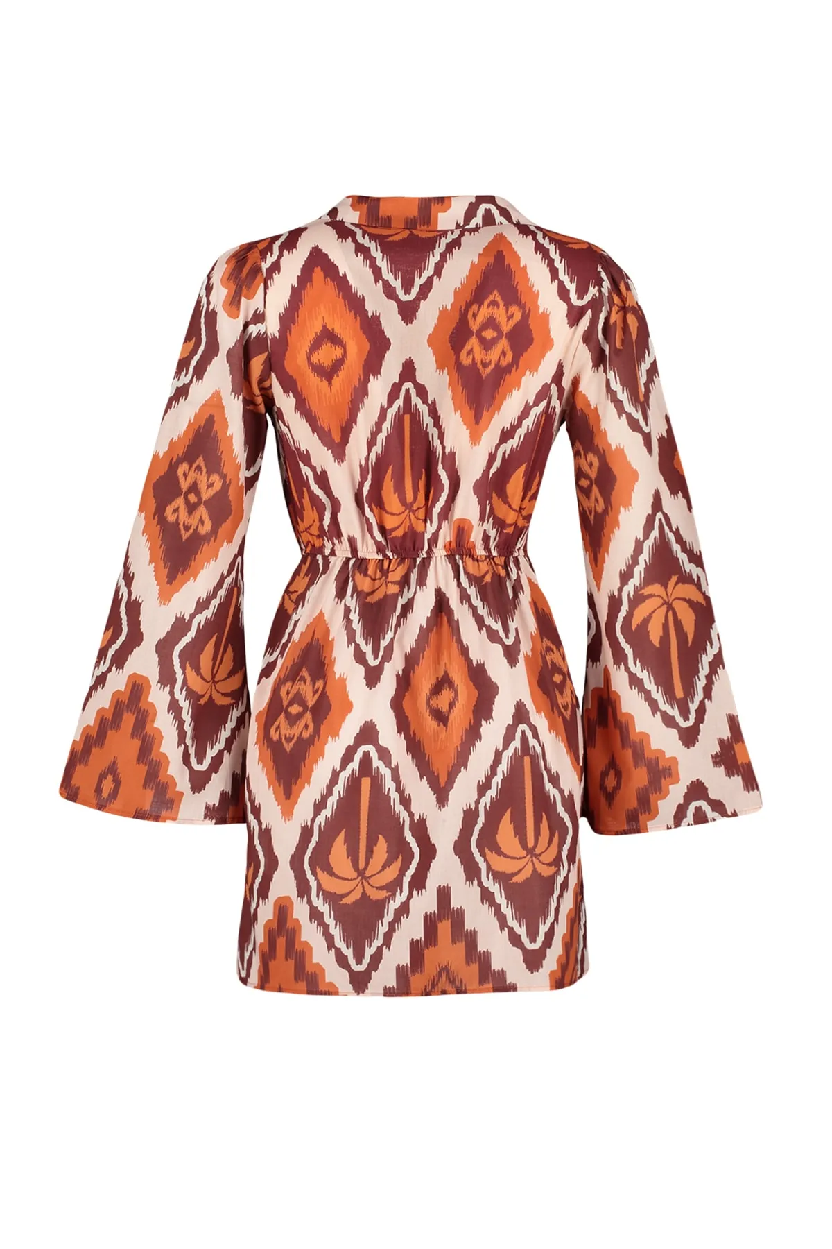 Trendyol Collection  Tropisch gemustertes Mini-Strandkleid aus 100 % Baumwolle TBESS23EL00289