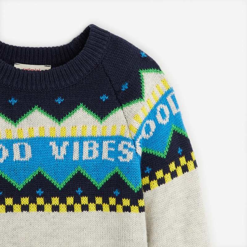 Pull good vibes enfant gris chiné garçon Catimini