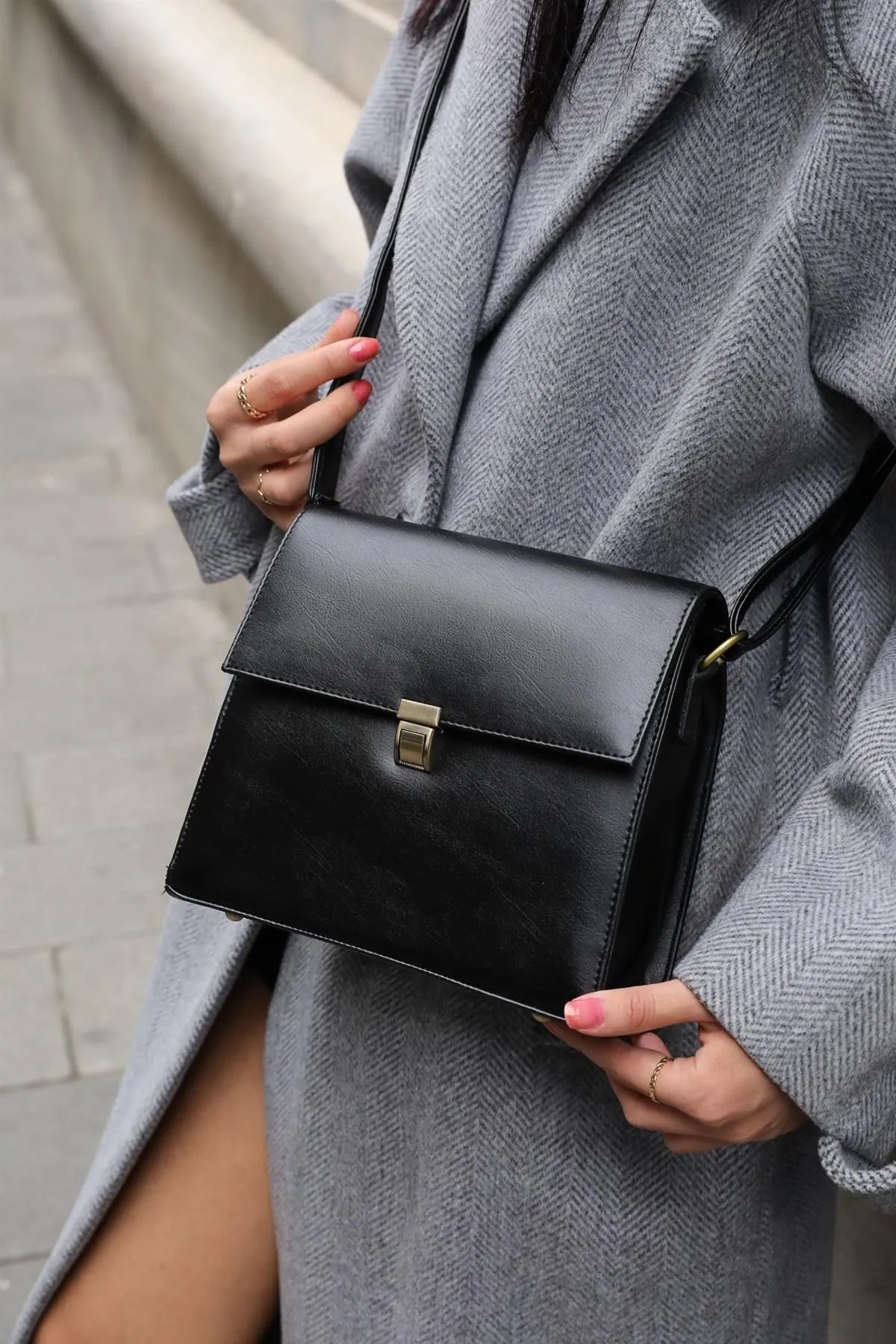 Madamra  Schwarze Damen-Design-Vintage-Tasche