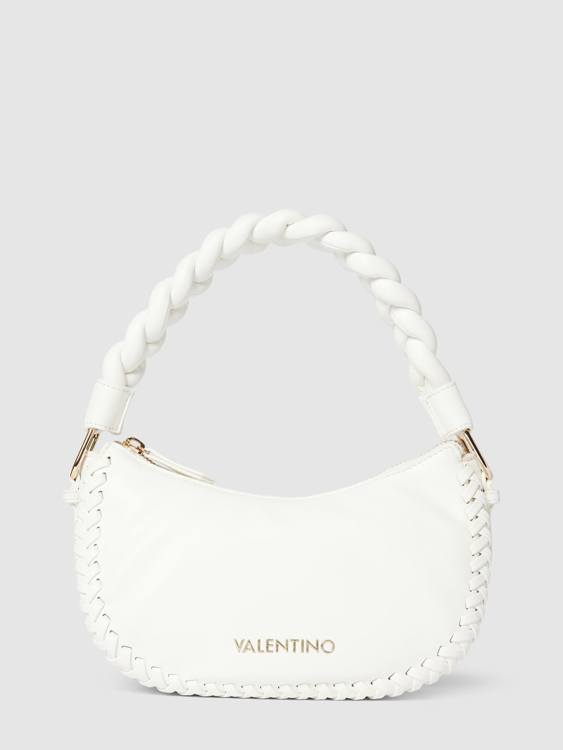 Shoulder Bag mit Flecht-Details Modell 'VARSAVIA' in weiß