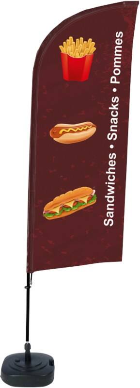 SHOWDOWN Strandflagge Snacks Windform 330 x 89 cm Einzel Aluminium