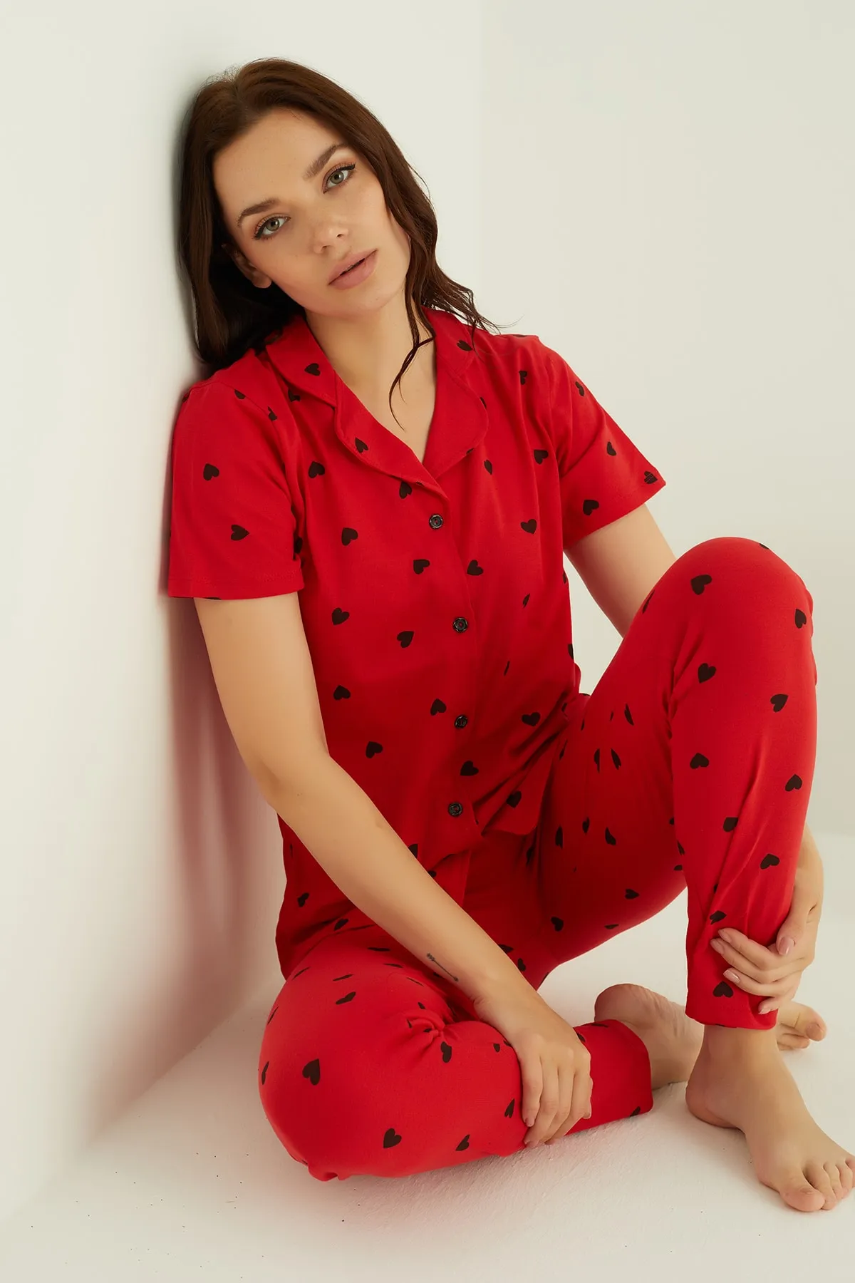 ELİTOL  Pyjama-Set aus Baumwolle mit Knöpfen
