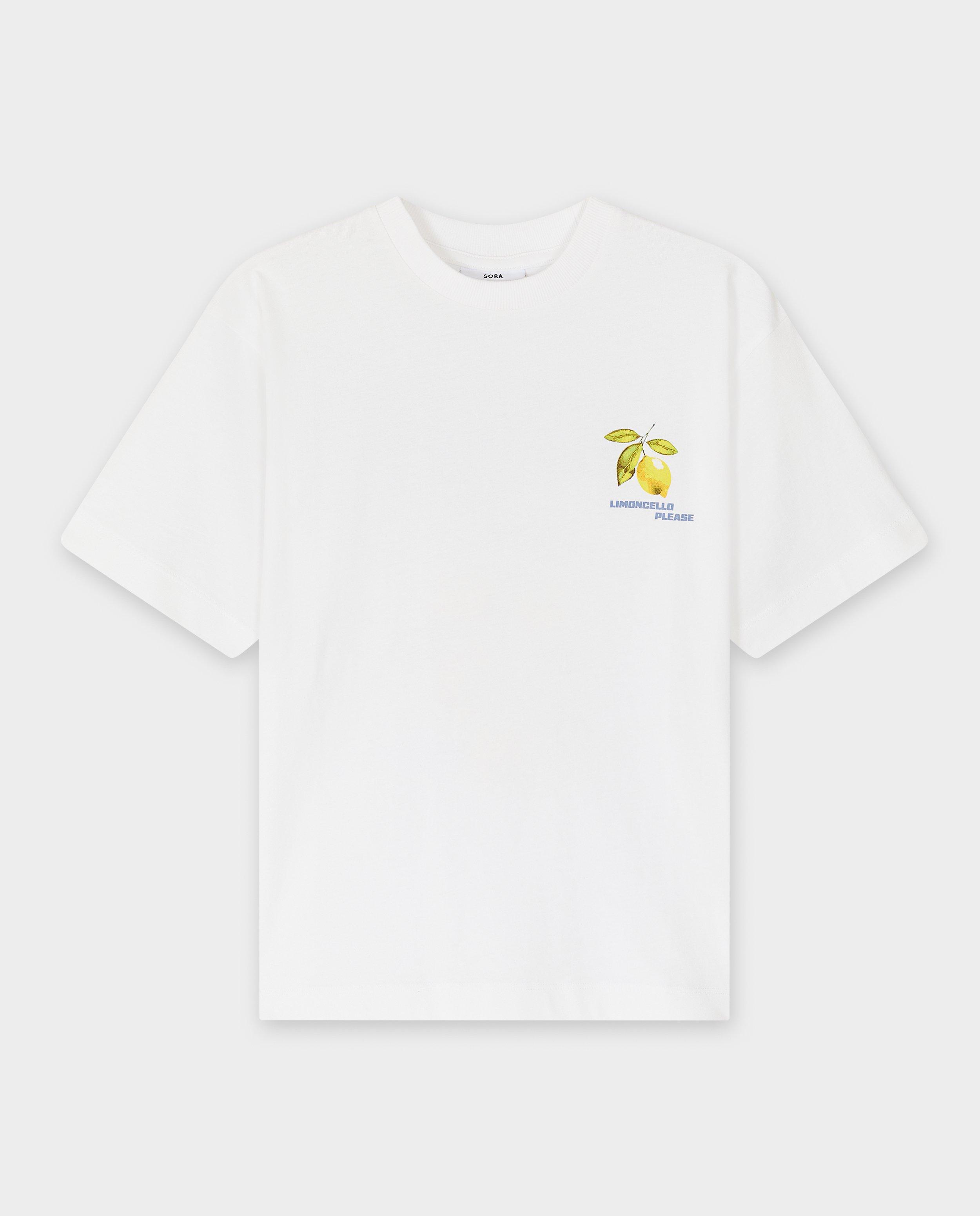 Sora T-shirt med blått tryck på baksidan
