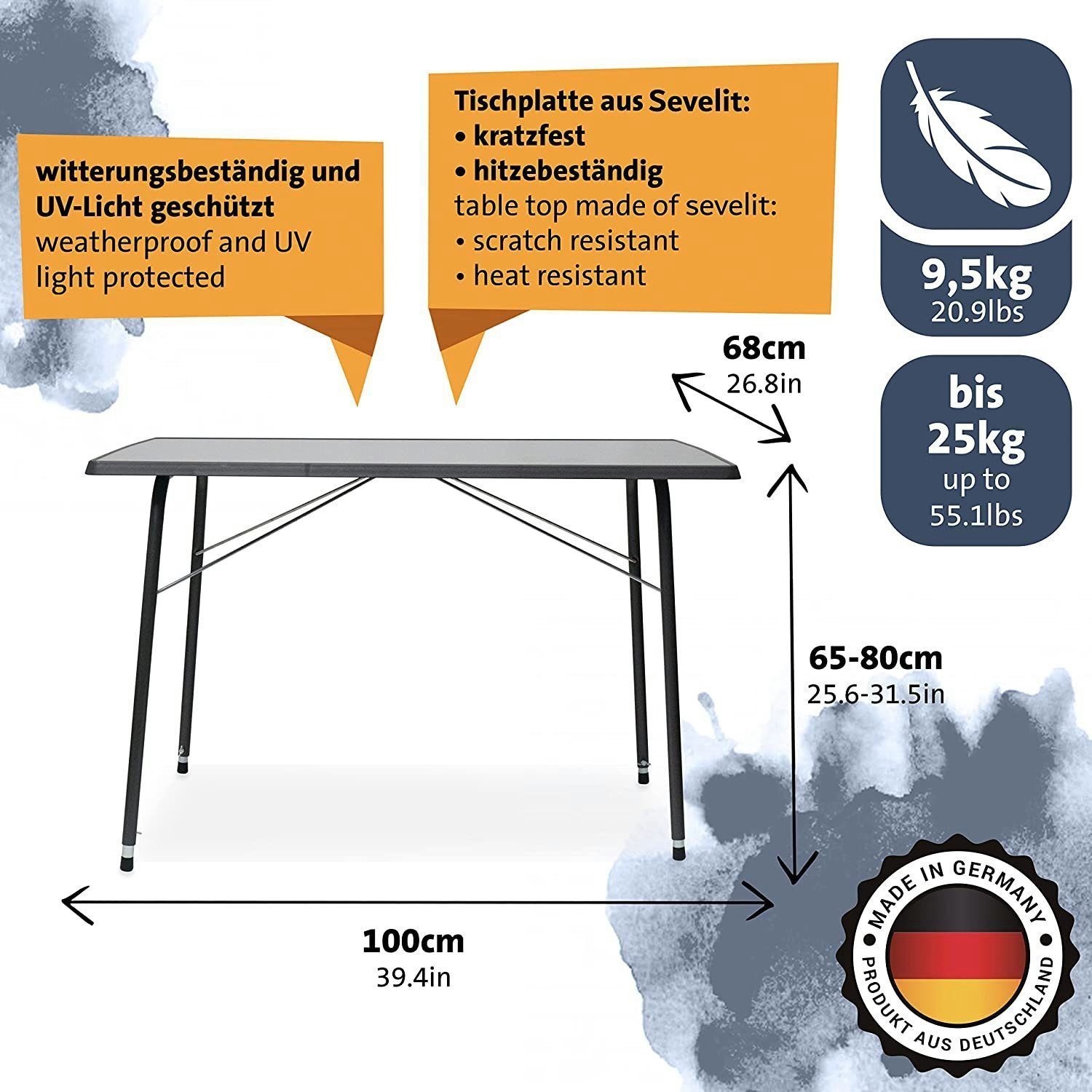 CAMPAIR Campingtisch Campingmöbel-Set Caravan 5-teilig Tisch mit 4 Klappstühlen (5-St)