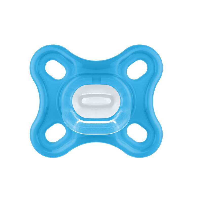 Lot de 2 sucettes Comfort 0-2 mois bleu avec boite de stérilisation MAM