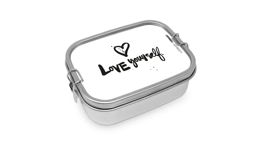 Design@Home Edelstahl Lunchbox Love Yourself weiß/ schwarz