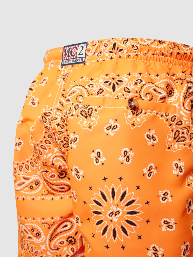 Badehose mit Allover-Print Modell 'CAPRESE' in orange