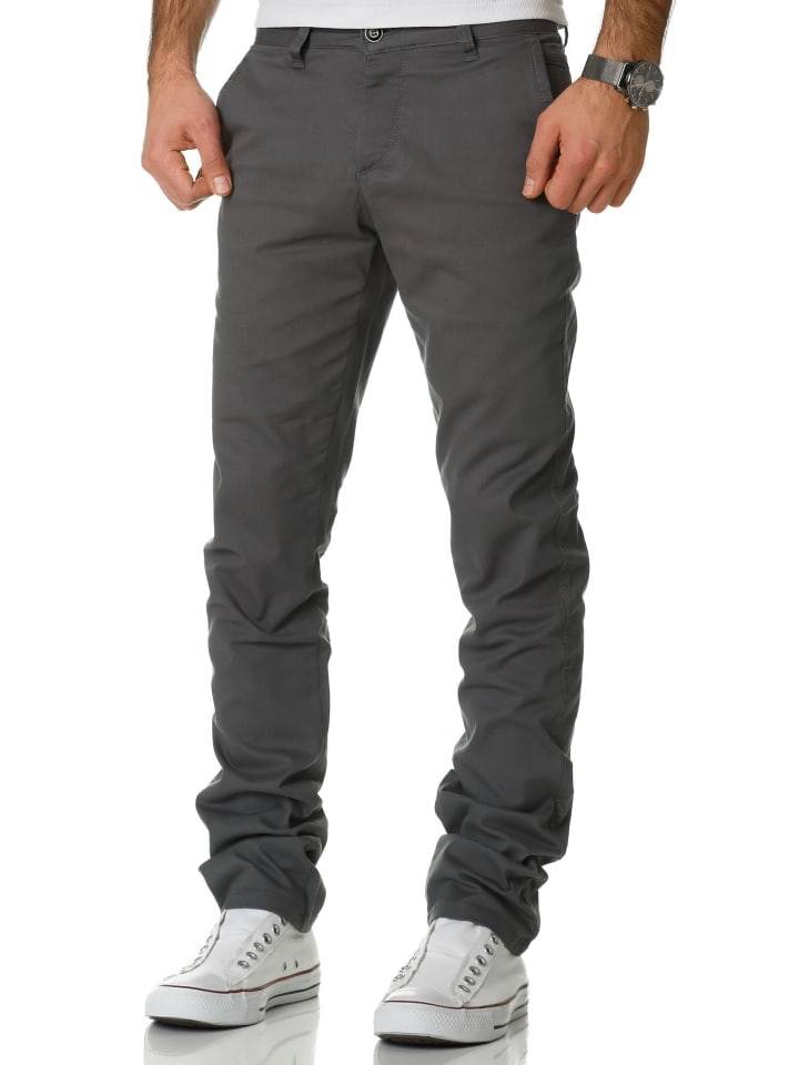 Amaci&Sons Slim Fit Chino mit Stretch WASHINGTON in Dunkelgrau günstig kaufen