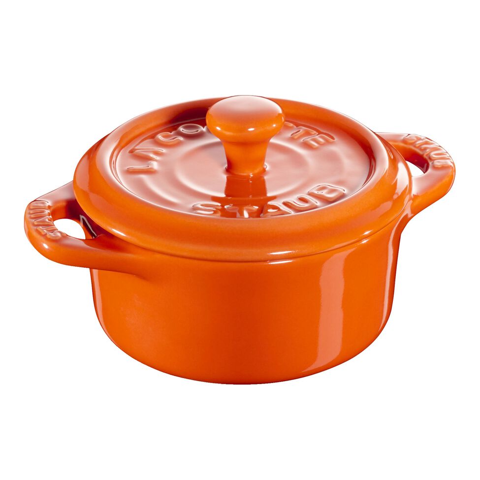 Mini Cocotte 10 cm, rund, Orange, Keramik