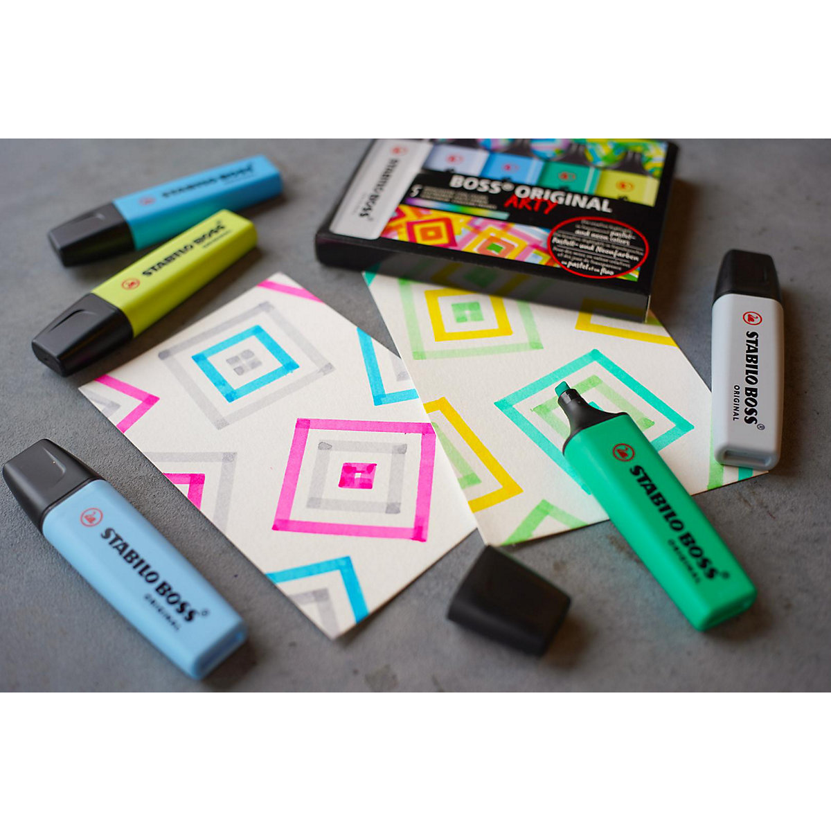 Textmarker BOSS ORIGINAL ARTY, 5 warme Farben