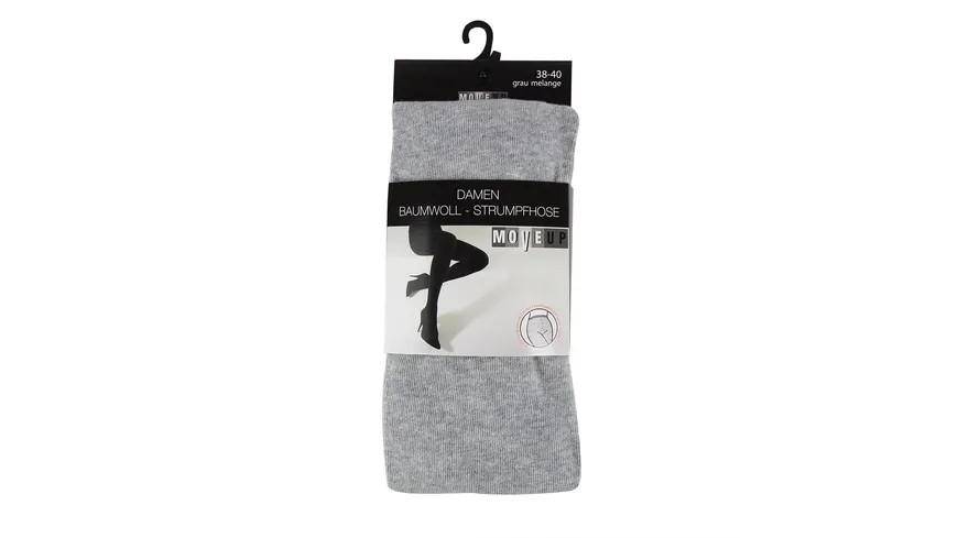 MOVE UP Damen Strumpfhose Baumwolle grau melange