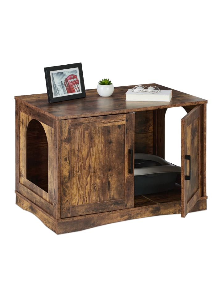 relaxdays Katzenschrank in Braun - (B)75,5 x (H)50 x (T)50 cm günstig kaufen onesize