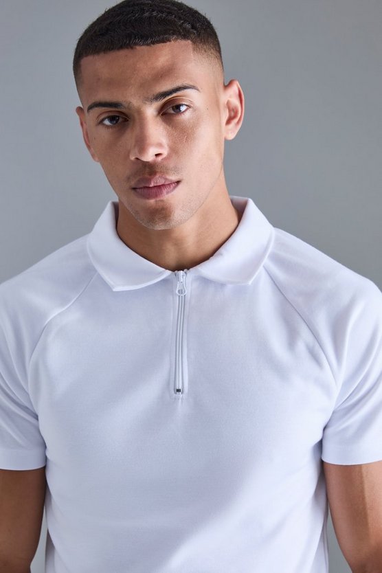 Slim-Fit Raglan Poloshirt mit Reißverschluss