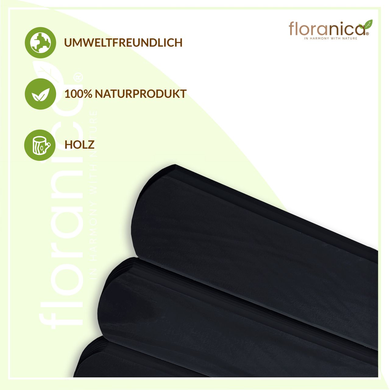 Pemicont Rollborder Flexibler Holzzaun Rolborder Beeteinfassung Rasenkante Gartenzaun
