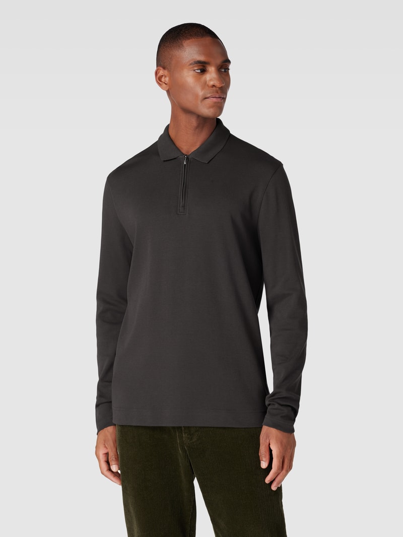 Poloshirt mit kurzerm Reißverschluss in anthrazit