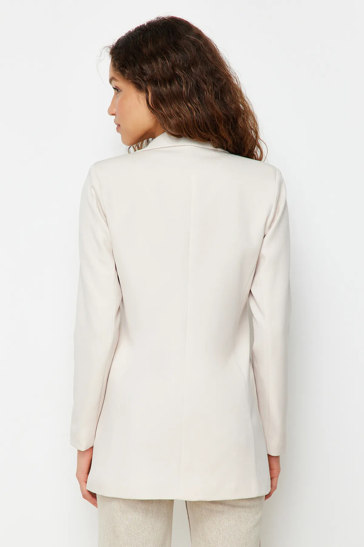Trendyol Collection  Graue, normal gefütterte, zweireihige Blazerjacke aus Webstoff TWOSS20CE0059
