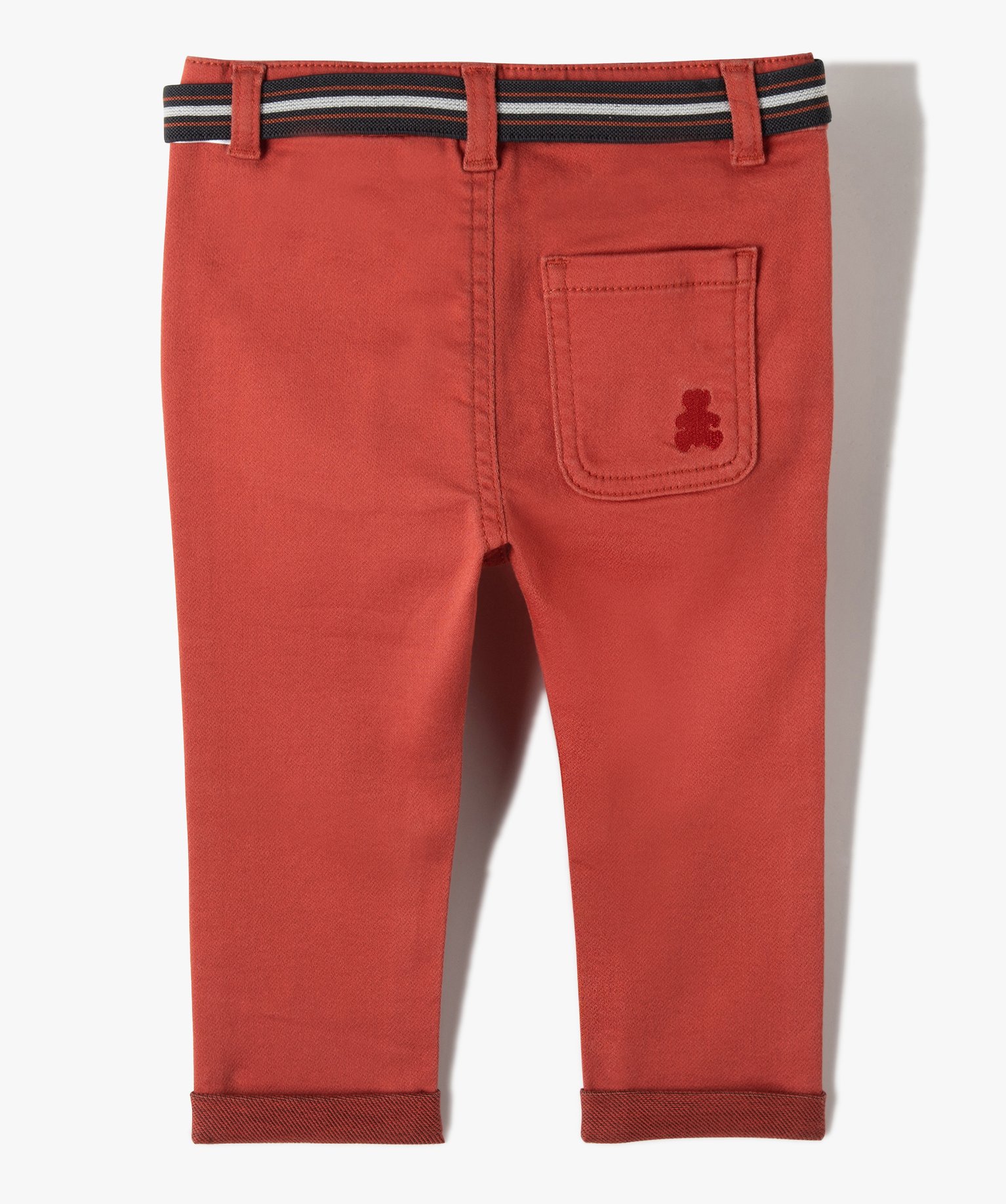 Pantalon bébé Garçon en toile extensible avec ceinture -... rouge | GEMO