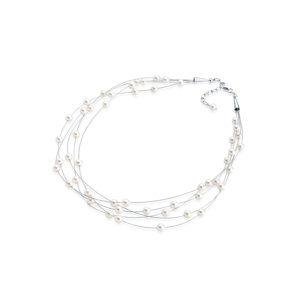 Elli Elli Collier Multi-Chain synthetischen Perlen 925 Silber collier