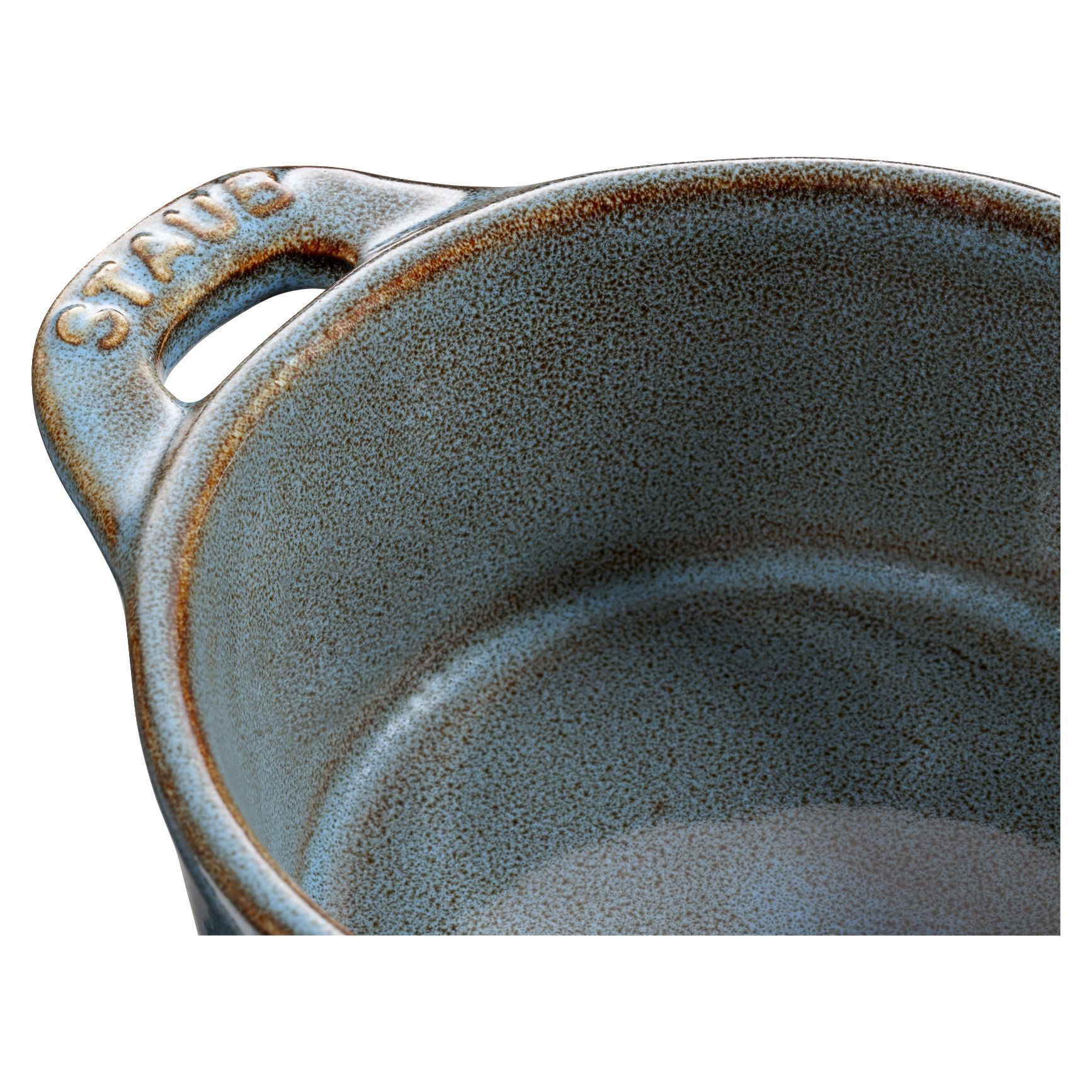 Mini Cocotte 10 cm, rund, Antik-Türkis, Keramik