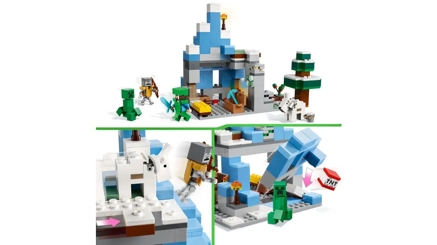 LEGO Minecraft 21243 Die Vereisten Gipfel Set & Höhle, Spielzeug mit Figuren