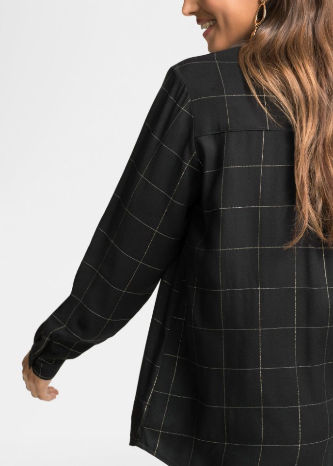 Karierte Bluse mit Glitzereffekt