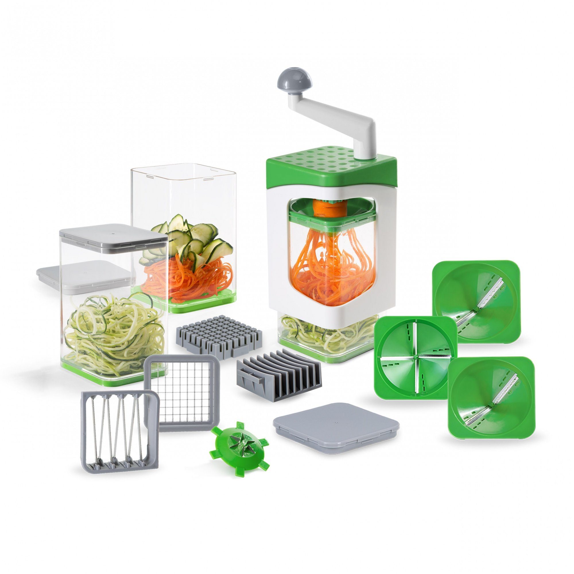 Genius Gemüseschneider Nicer Dicer Julietti 17 Teile, Zoodle Maker + Würfelschneider in einem Set für Spiralen und Würfel