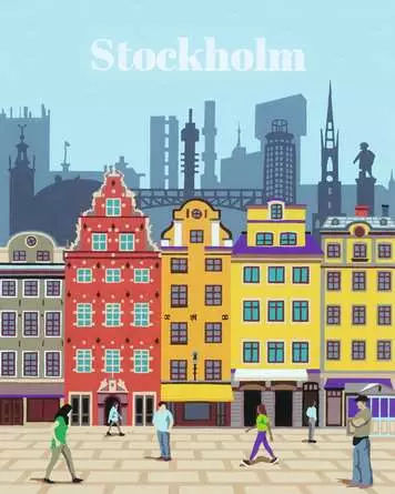 CreArt Farbenfrohes Stockholm - Malen nach Zahlen für Erwachsene