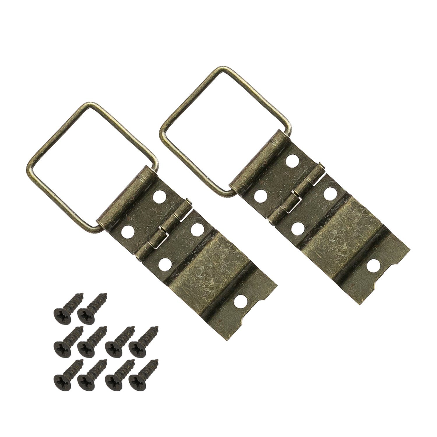 HMF Möbelbeschlag 6496 Vintage Deko Scharnier (2 Stück), Aufstellscharnier aus Metall, 22 x 57 mm, Bronze
