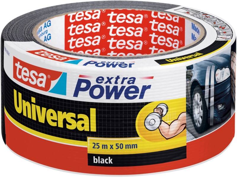 tesa Klebeband extra Power Universal Schwarz 50 mm (B) x 25 m (L) Kraftklebeband