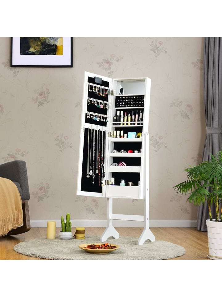 COSTWAY Schmuckschrank mit 18 LEDS in Weiß günstig kaufen 145 cm