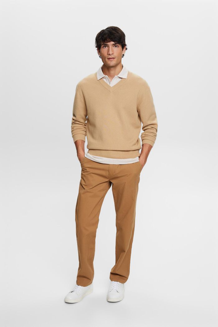 Pullover mit V-Ausschnitt, Wollmix