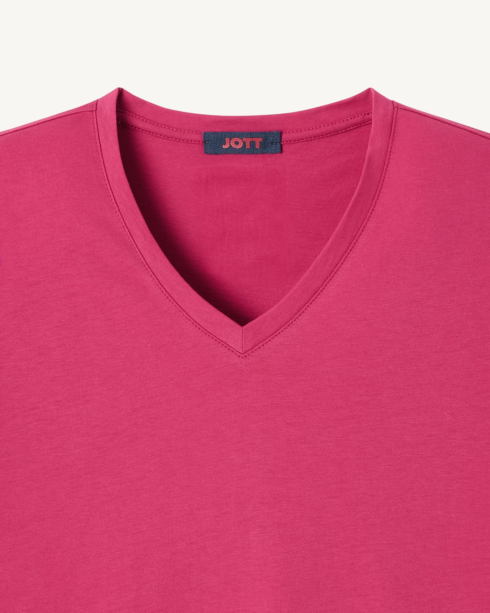 T-shirt uni col V en coton biologique Rose cerise Cancun